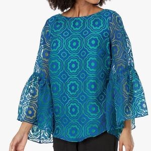 Trina Turk Women's Blue Everly Burnout Top